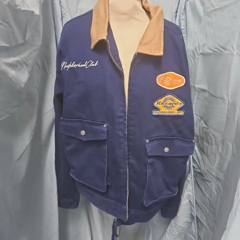 STUD ZIP THROUGH DENIM STYLE JACKET IN BLUE - EUR L