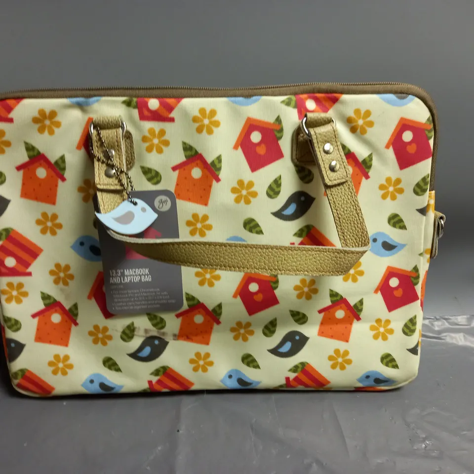 GOJI MACBOOK AND LAPTOP BAG YELLOW WITH BIRD DESIGN