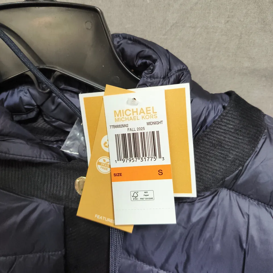 MICHAEL KORS NAVY QUILTED HOODED PUFFER JACKET – WOMEN’S, SIZE S