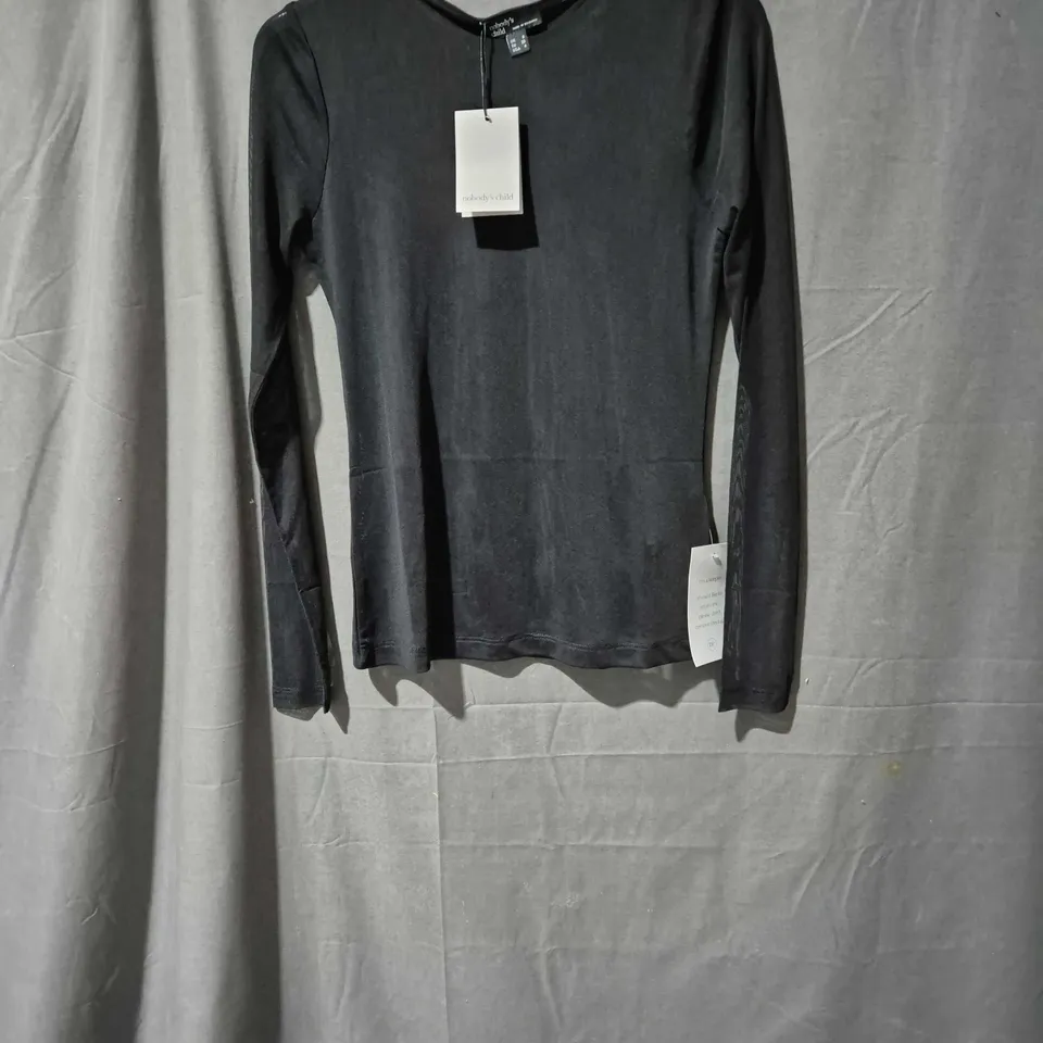 NOBODY'S CHILD BLACK LONG-SLEEVE TOP – UK 8 (EU 36, US 4)