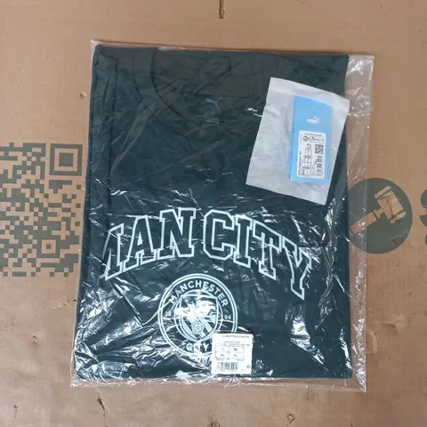 BAGGED PUMA MANCHESTER CITY FOOTBALL CULTURE T-SHIRT IN DEEP SEA GREEN SIZE XL