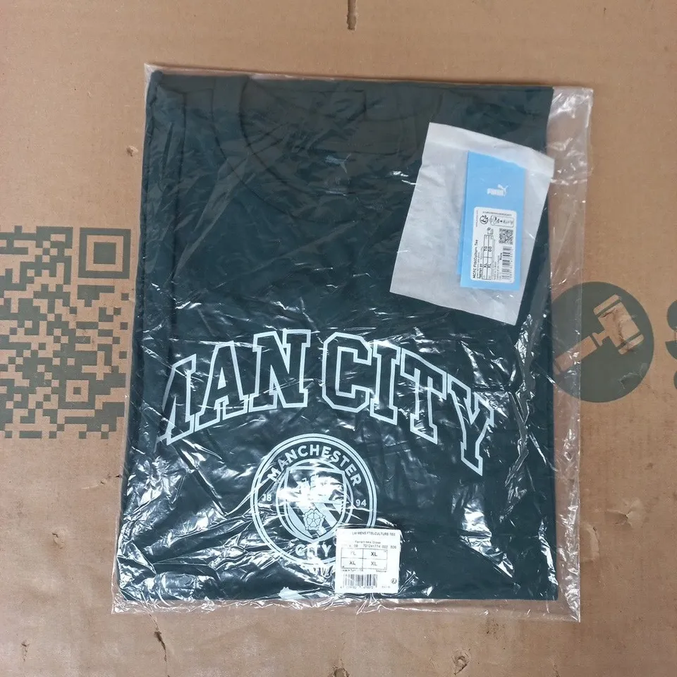 BAGGED PUMA MANCHESTER CITY FOOTBALL CULTURE T-SHIRT IN DEEP SEA GREEN SIZE XL