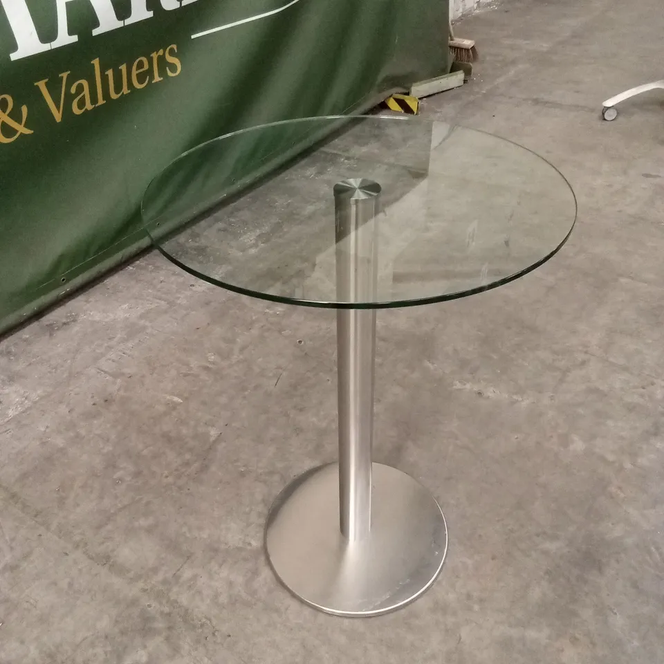 QUALITY DESIGNER BESPOKE ROUND GLASS TOP BAR TABLE