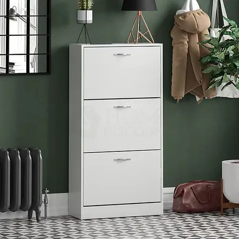 BOXED VIDA 3 DRAWER SHOE CABINET - WHITE (1 BOX)
