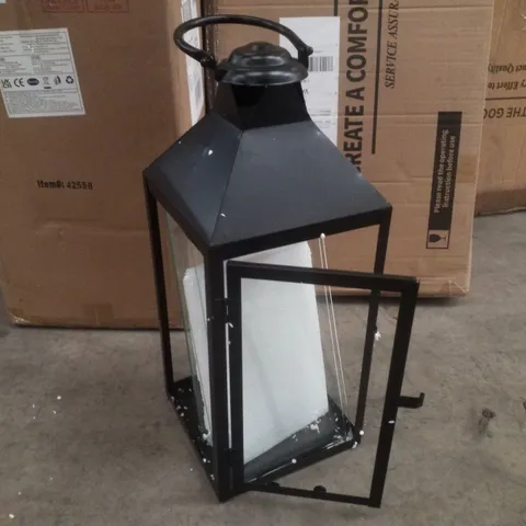 BOXED BLACK OUTDOOR GARDEN LANTERN 