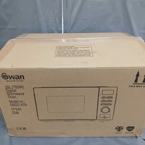 BOXED SWAN 20L 700W DIGITAL MICROWAVE IN BLACK - COLLECTION ONLY