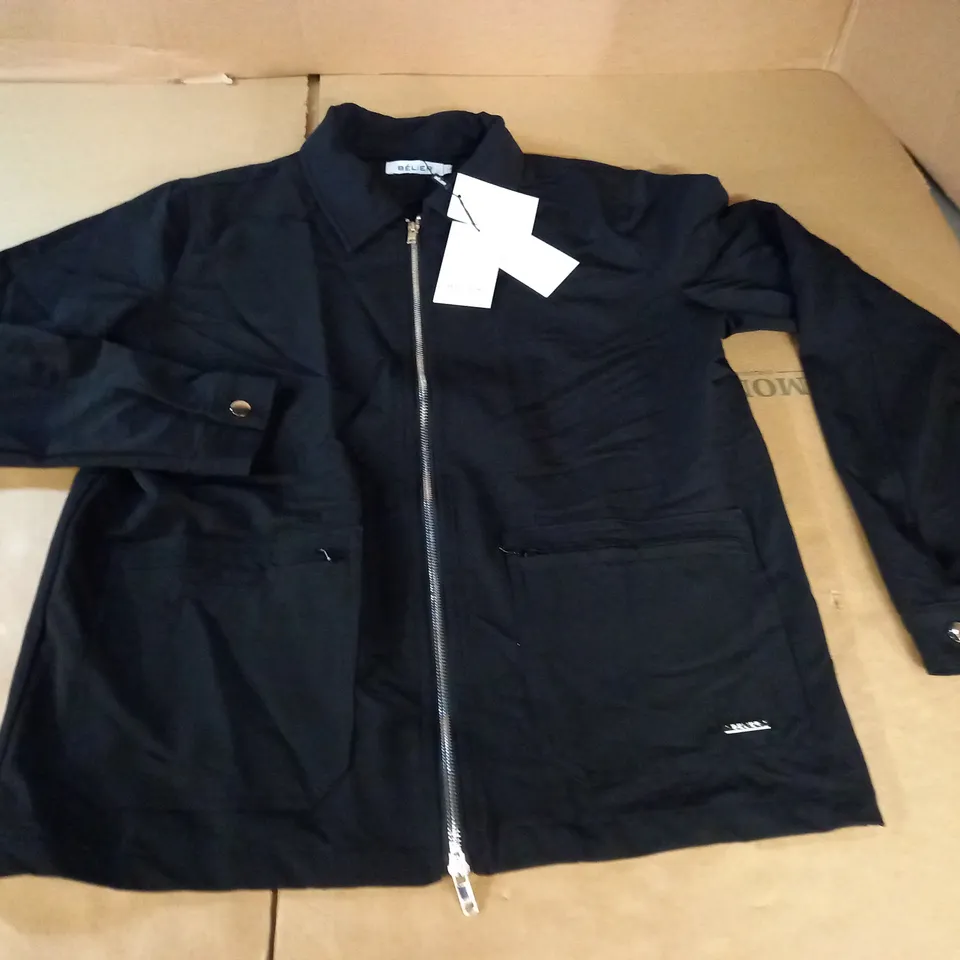 BELIER BLACK ZIP THROUGH JACKET - L