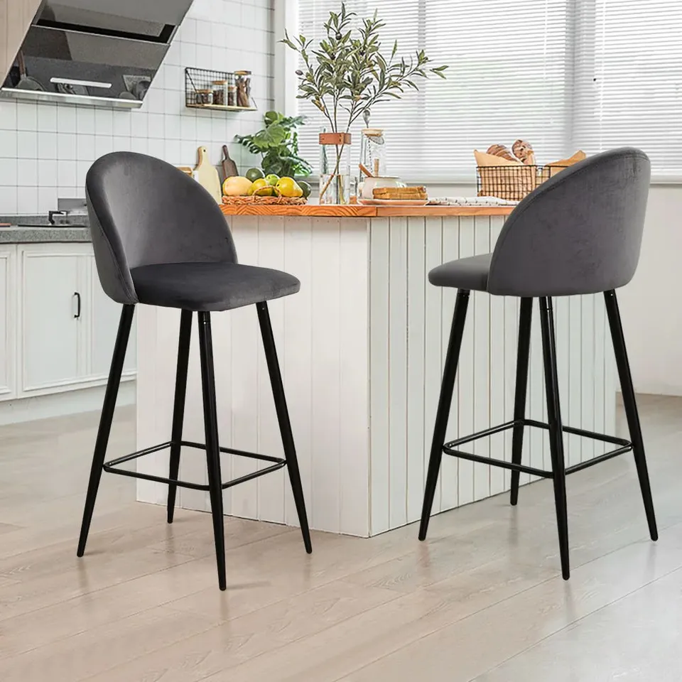 BOXED SET OF 2 DESIGNER GREEN VELVET CHAIRS (1 BOX)