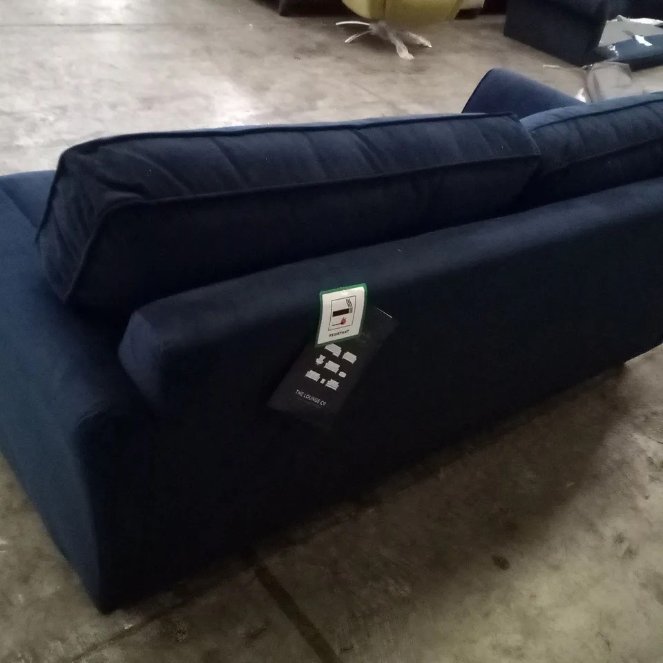 QUALITY THE LOUNGE CO DESIGNER 3 SEATER SOFA - DARK BLUE FABRIC 