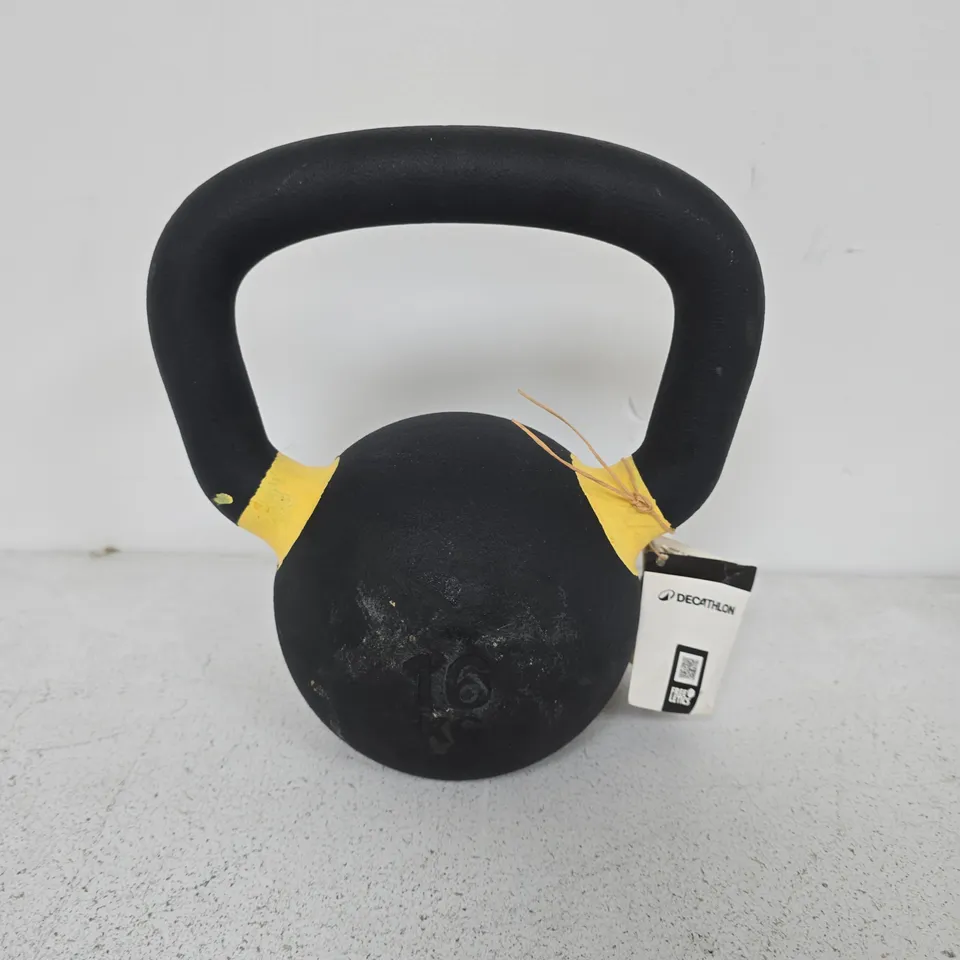 DECATHLON 16 KG KETTLEBELL – BLACK WITH YELLOW ACCENT