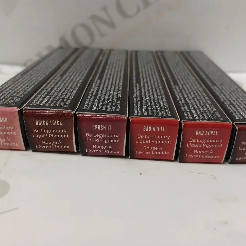 LOT OF APPROX 6 ASSORTED SMASHBOX BE LEGENDARY LIQUID PIGMENT LIPGLOSS TO INCLUDE BAD APPLE, BRICK TRICK, CRUSH IT, ETC 