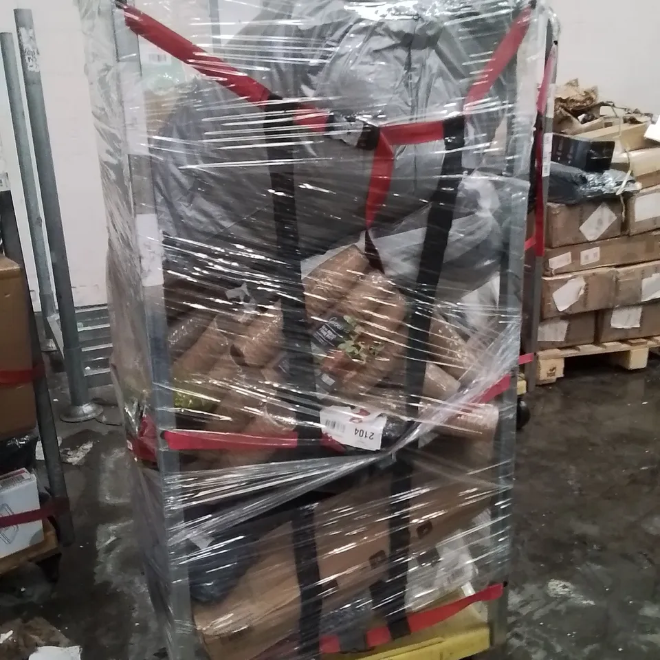 CAGE OF ASSORTED HOUSEHOLD GOODS AND PRODUCTS TO INCLUDE;DOG BED,SHOE RACK,BOTTLE WARMER