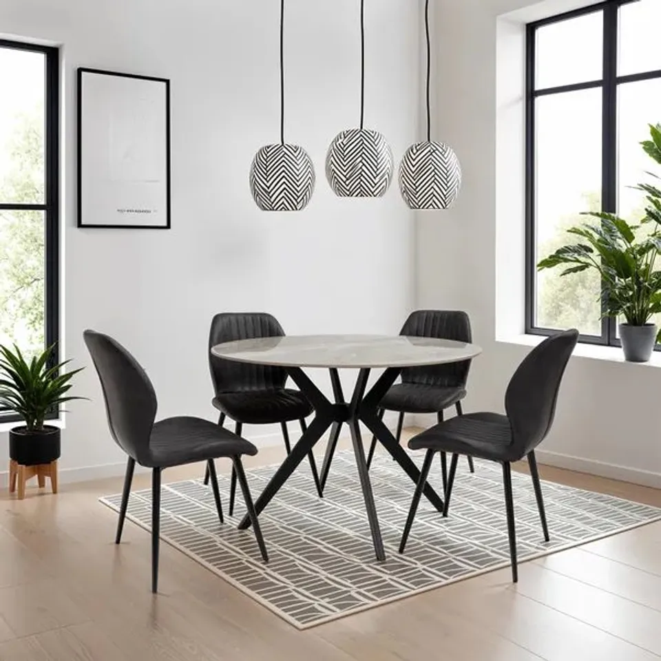 BOXED TULSA ROUND 4 SEATER DINING TABLE (2 BOXES)