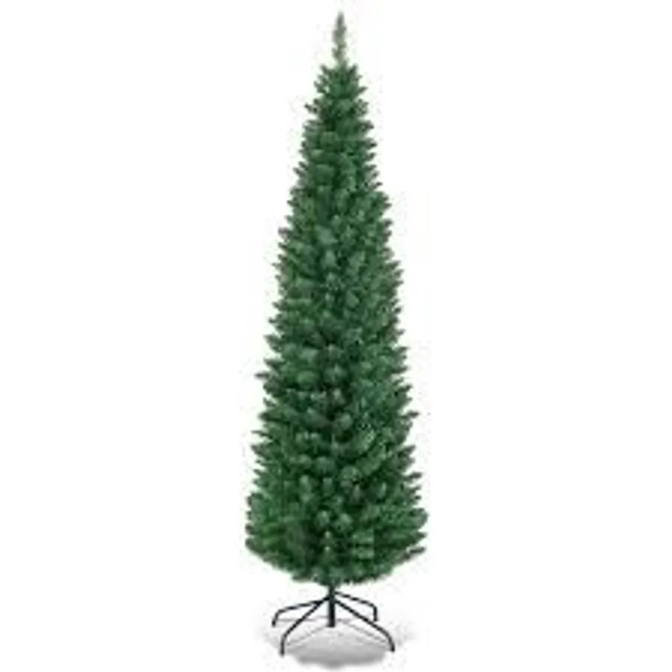 BOXED COSTWAY PVC ARTIFICIAL PENCIL SLIM CHRISTMAS TREE WITH STAND