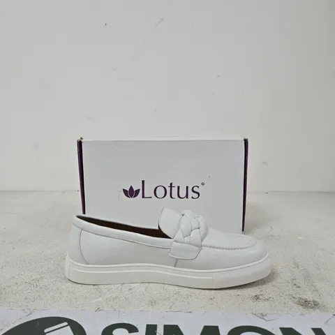 LOTUS WHITE LEATHER LOAFERS WITH BRAIDED STRAP – WOMEN'S SHOES