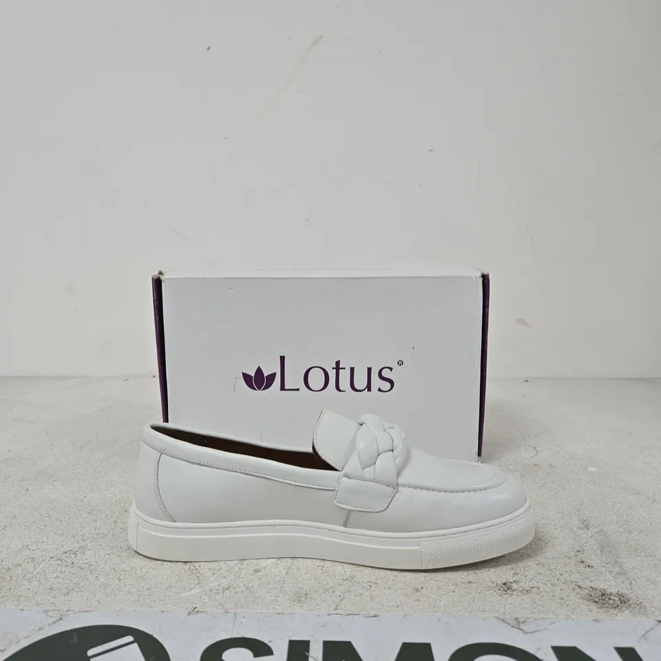 LOTUS WHITE LEATHER LOAFERS WITH BRAIDED STRAP – WOMEN'S SHOES