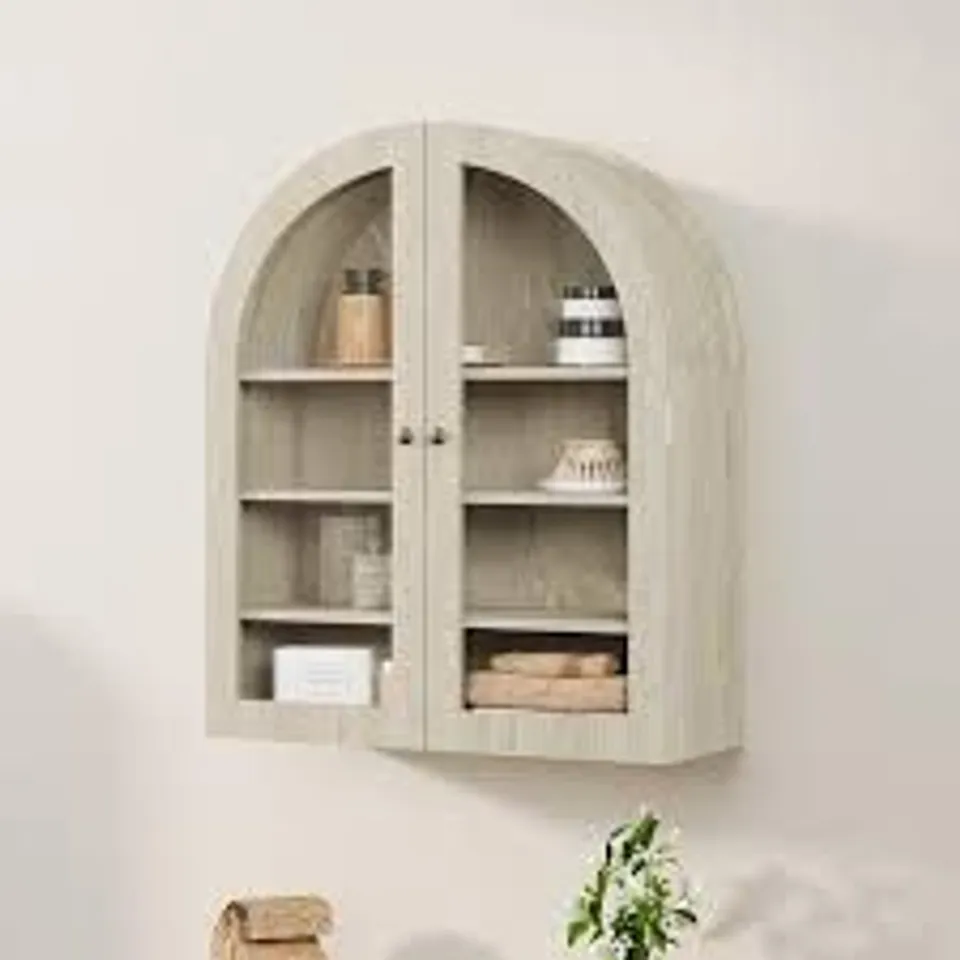 BOXED GARVEE ARCHED WALL CABINET MEDICINE BATHROOM WALL CABINET - WHITE (1 BOX)