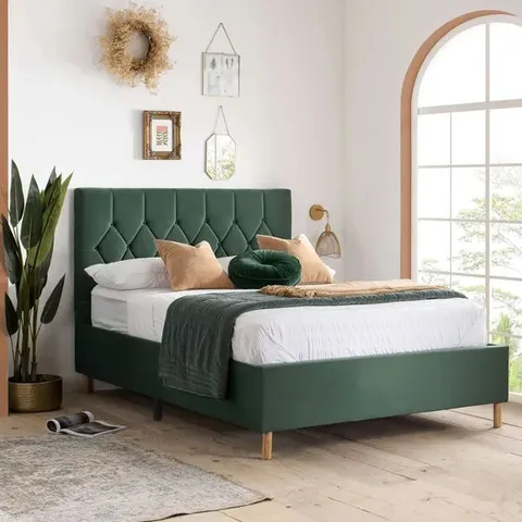 BOXED BIRLEA LOXLEY DOUBLE SIZE FABRIC BED - GREEN (1 BOX)