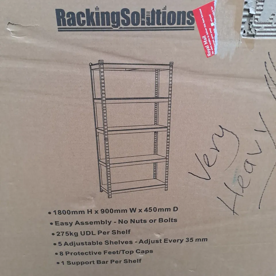 RACKING SOLUTIONS 5 TIER HEAVY DUTY SHELVING UNIT IN BLUE - COLLECTION ONLY