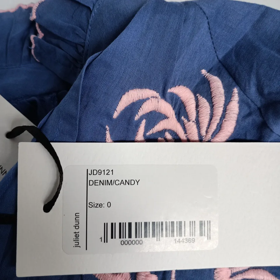 JULIET DUNN LONDON DENIM/CANDY EMBROIDERED DRESS – UK SIZE 0