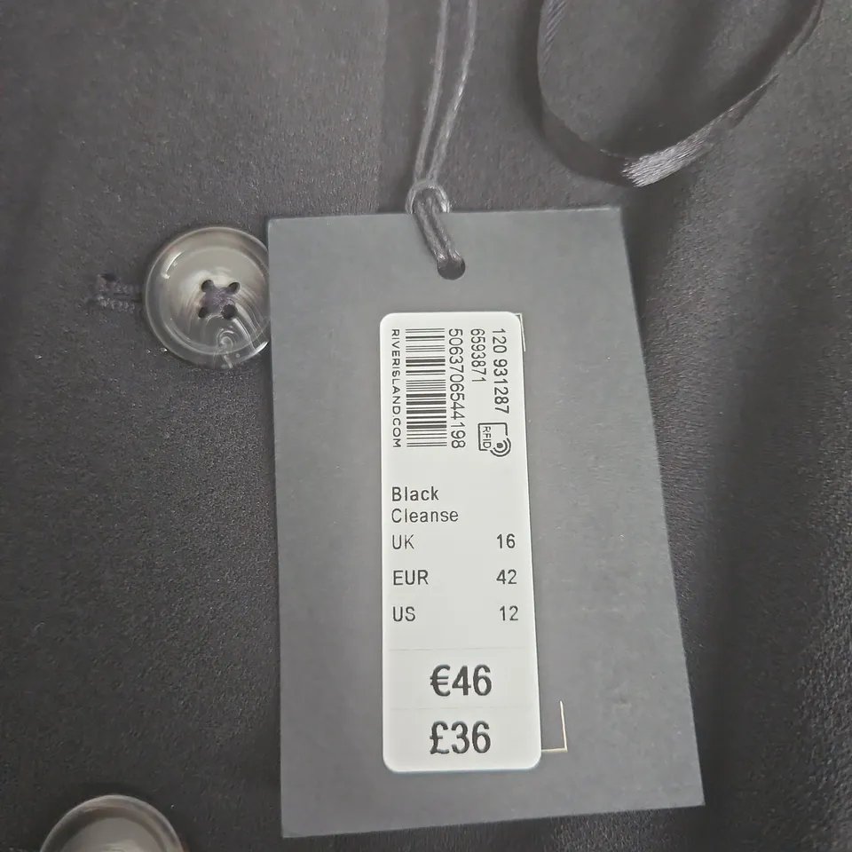 RIVER ISLAND STUDIOS SOMEWHERE TO GO BLACK WAISTCOAT – UK 16 (WOMENS)