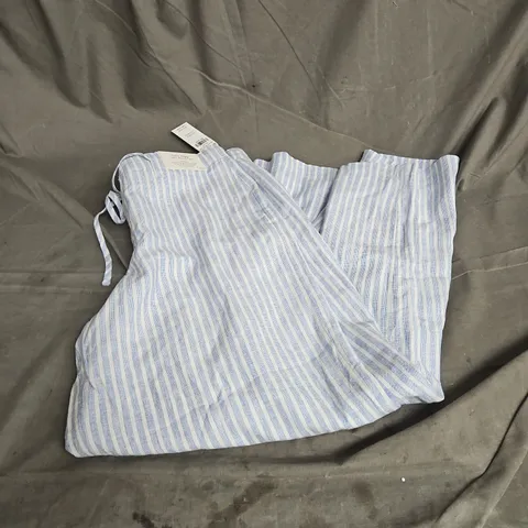 HOLLISTER SUPER BAGGY LINEN BLEND PANT IN BLUE STRIPE SIZE M SHORT