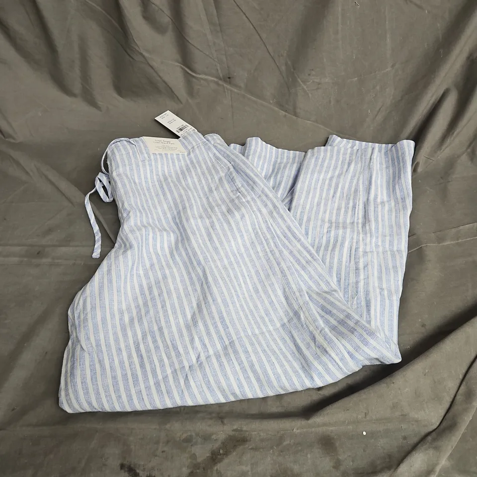 HOLLISTER SUPER BAGGY LINEN BLEND PANT IN BLUE STRIPE SIZE M SHORT
