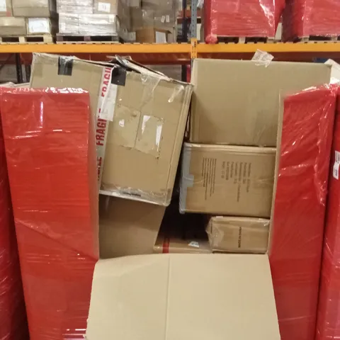 PALLET OF ASSORTED HOUSEHOLD GOODS AND PRODUCTS TO INCLUDE; BALANCE BIKE, KIDS TRICYCLE, BOXED FURNITURE ETC