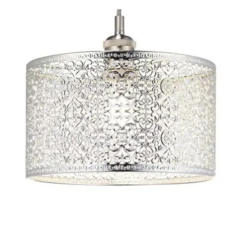 BOXED ORNATE MOROCCAN STYLE DECORATED PENDANT LIGHT SHADE