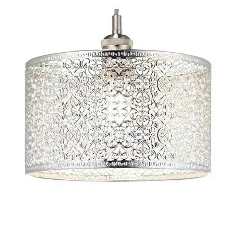 BOXED ORNATE MOROCCAN STYLE DECORATED PENDANT LIGHT SHADE