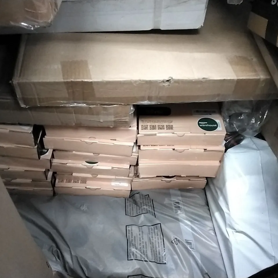 PALLET OF ASSORTED ITEMS TO INCLUDE: KEPLIN 5 TIER SHOE RACKS, CEILING FAN, PLATFORM DOLLYS, BINS, CANVAS ART ECT