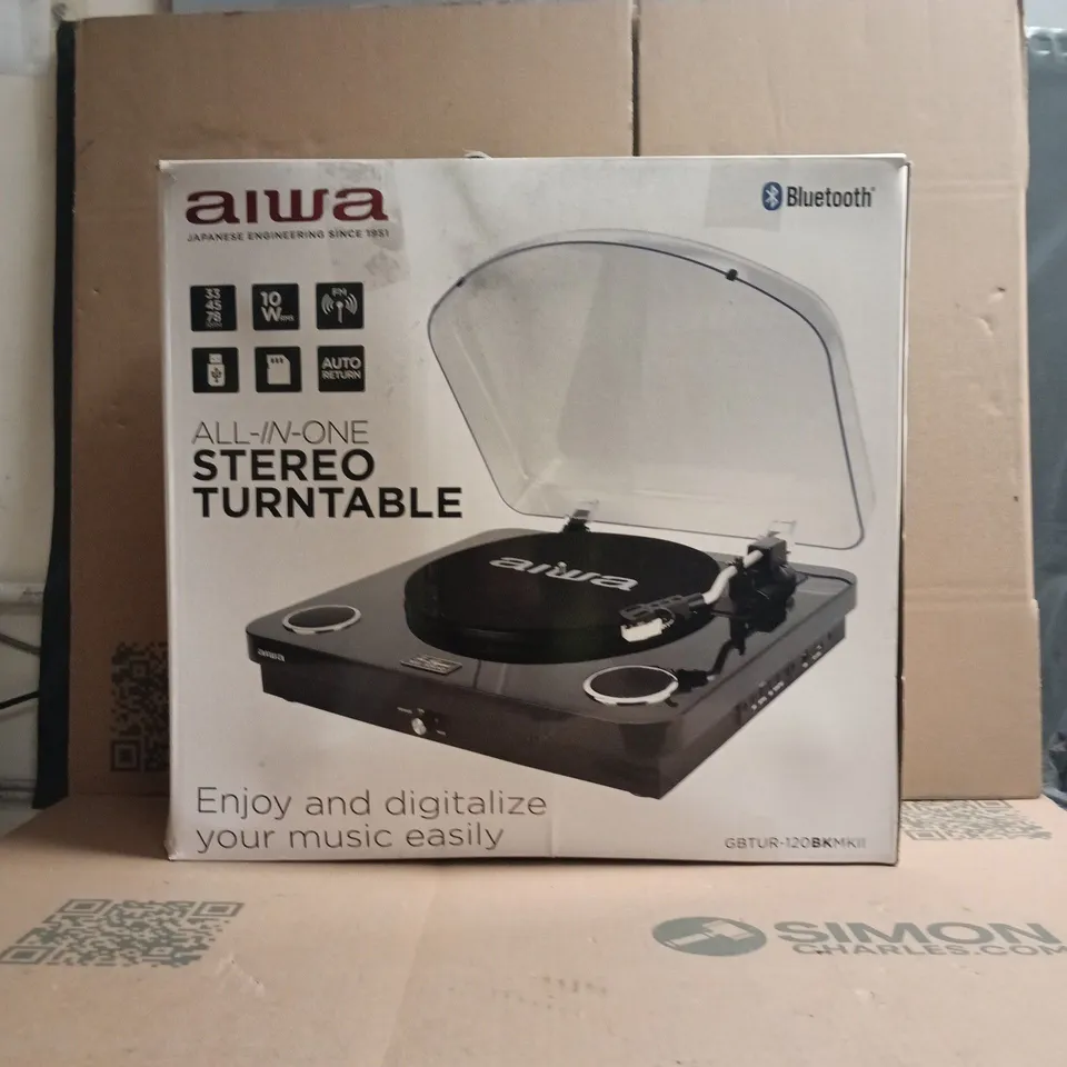 BOXED AIWA ALL-IN-ONE STEREO TURNTABLE
