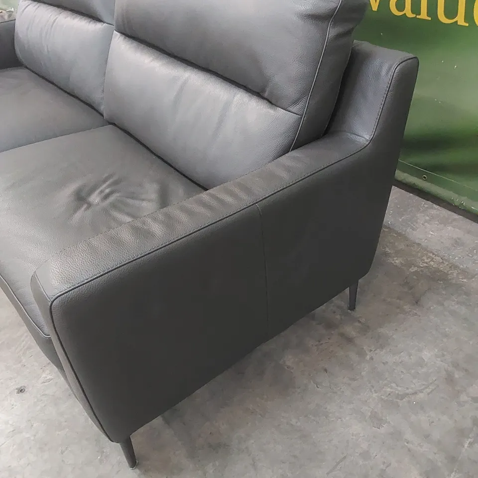 QUALITY DESIGNER ITALIAN MADE ALESSANDRO LARGE 3 SEATER LEATHER UPHOLSTERED SOFA - ANTHRACITE GREY