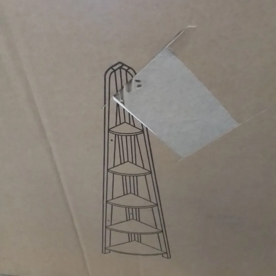 BOXED TIVA CORNER LADDER SHELVING UNIT - BLACK (1 BOX)