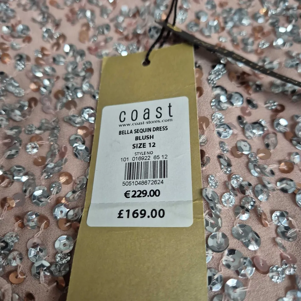 COAST BELLA SEQUIN DRESS BLUSH – UK 12