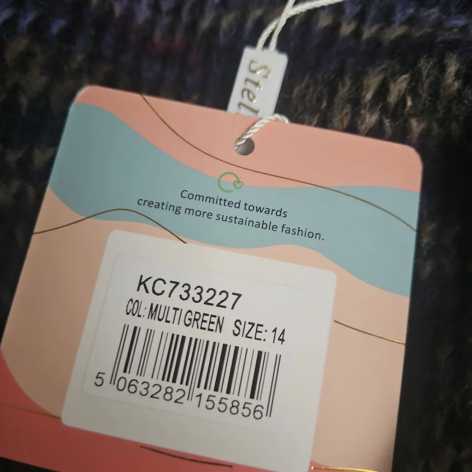 STELLA MORGAN WOMEN'S KNIT WRAP CARDIGAN – MULTI-COLOURED, UK SIZE 14