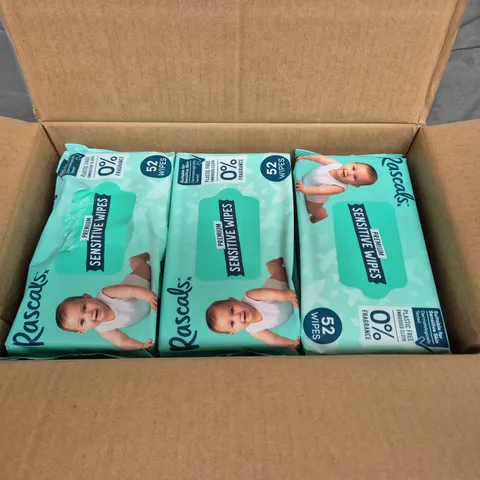 RASCALS PREMIUM SENSITIVE WIPES – 624 WIPES PER BOX (12 X 52 PACK) 