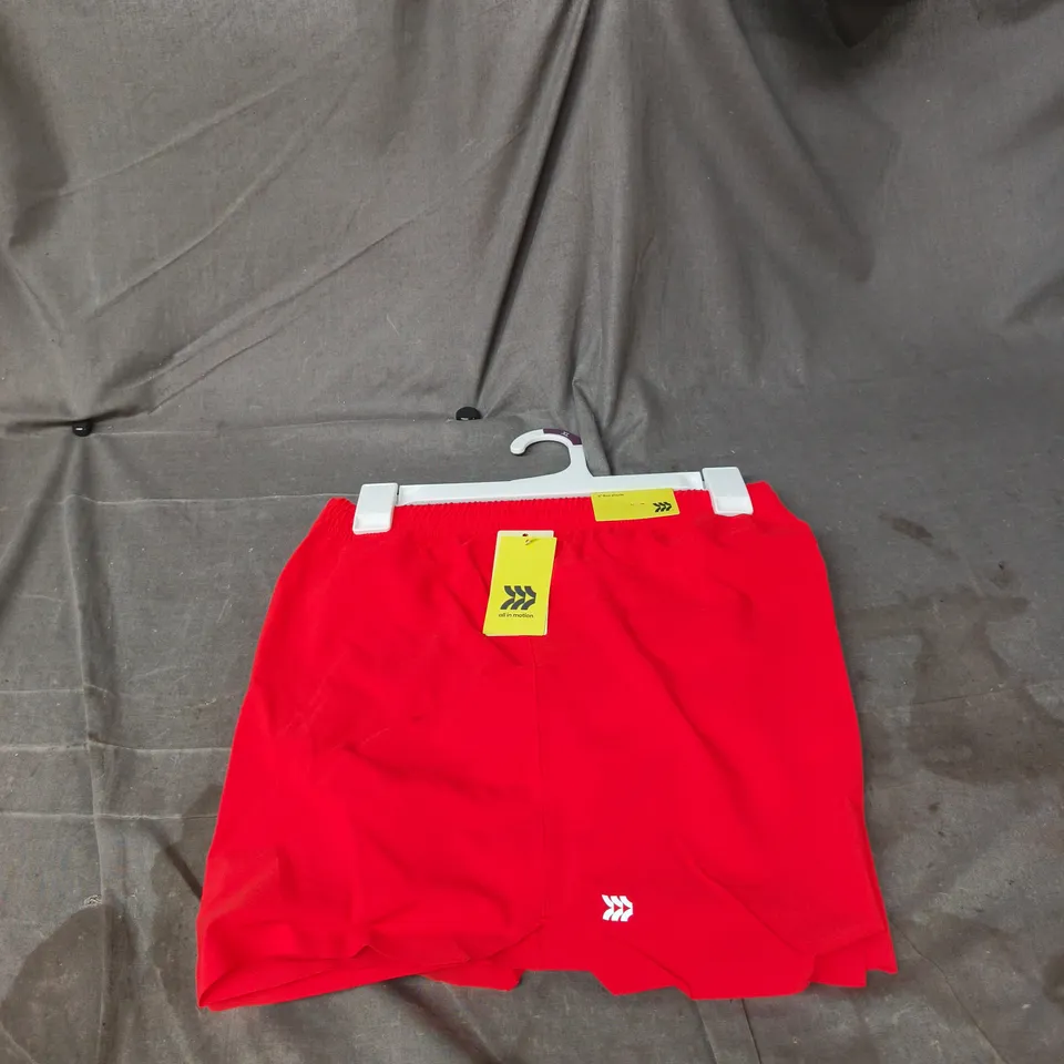 2 X ALL IN MOTION DARK ORANGE 5" RUN SHORTS XL TAGGED