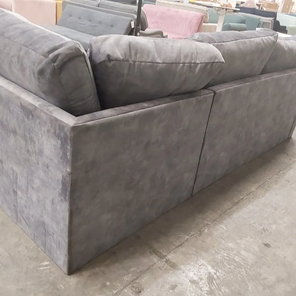 QUALITY DESIGNER GREY VELVET CORNER SOFA