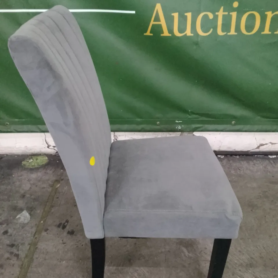 SALISBURY GREY VELVET DINING CHAIR WITH BLACK LEGS