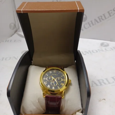 MENβS LA BANUS QUARTZ CHRONOGRAPH WATCH - BURGUNDY LEATHER STRAP