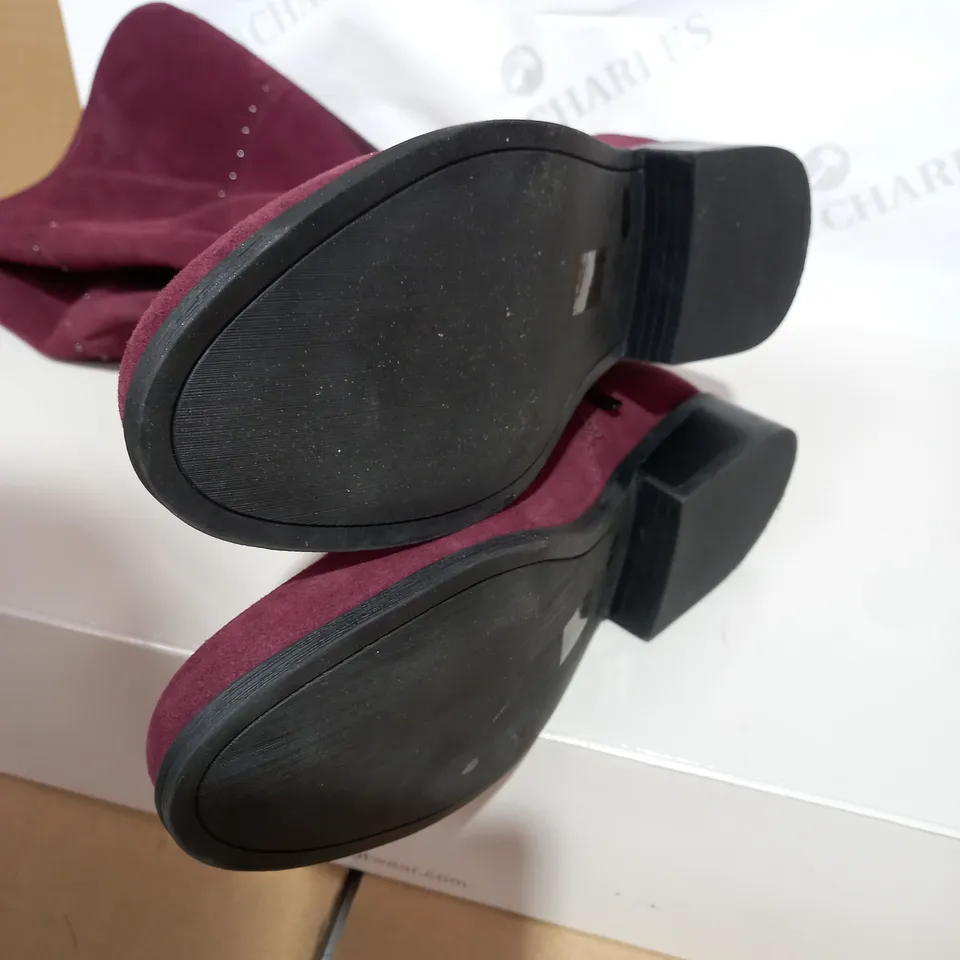 MARC FISHER BURGUNDY SUEDE HIGH RISE BOOTS - SIZE 6