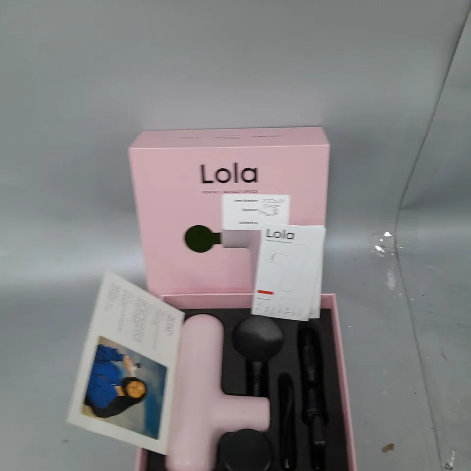 BOXED LOLA 4 SPEED HAND HELD MASSAGE GUN IN PAMPER PINK