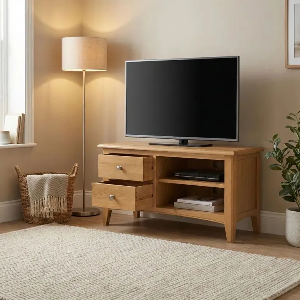 BOXED CENSU BALYOR PAINTED OAK COFFEE TABLE WITH SHELF