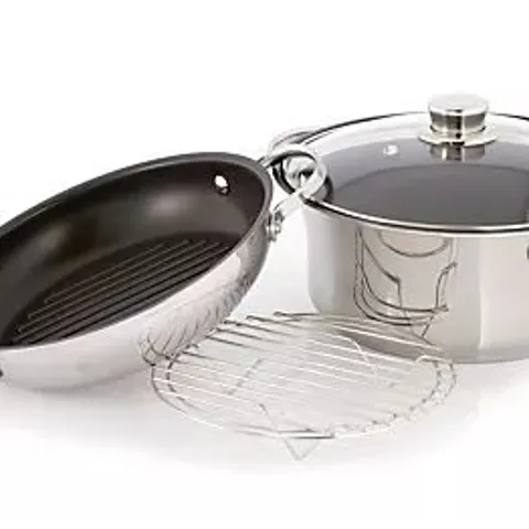 COOK'S ESSENTIALS 3.8L MULTIFUNCTIONAL 24CM PAN SET STAINLESS STEEL