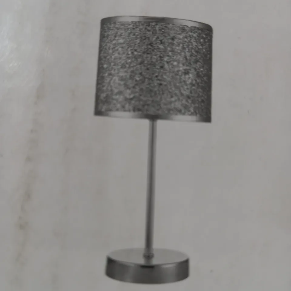 BISTRO TOUCH TABLE LAMP POLISHED CHROME, SILVER GLITTER SHADE