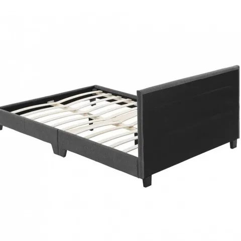 BOXED ARKADIY UPHOLSTERED BED FRAME DOUBLE - DARK GREY