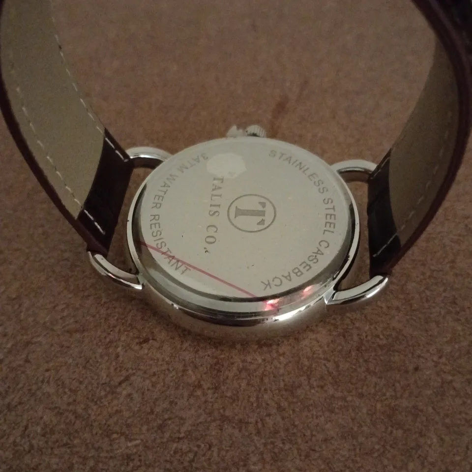 TALIS CO WRISTWATCH WITH GREEN DIAL & BROWN LEATHER STRAP