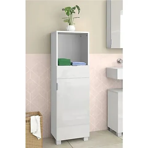 BOXED ATLAS MIDI CABINET WITH 1 DOOR / 1 DRAWER IN WHITE (1 BOX)