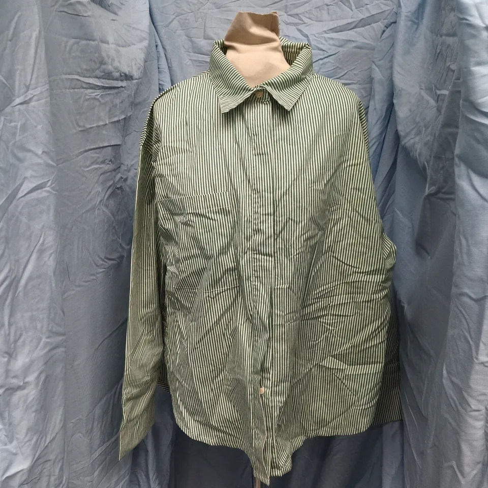 ZULU & ZEPHYR STRIPED SHIRT – GREEN & WHITE, SIZE S